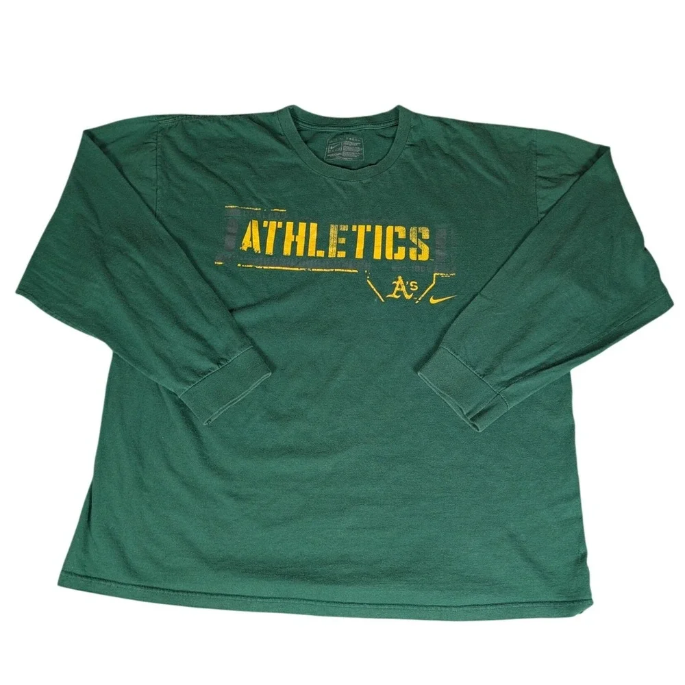 Nike Athletics Green Long Sleeve T‎ Shirt Mens Large MLB